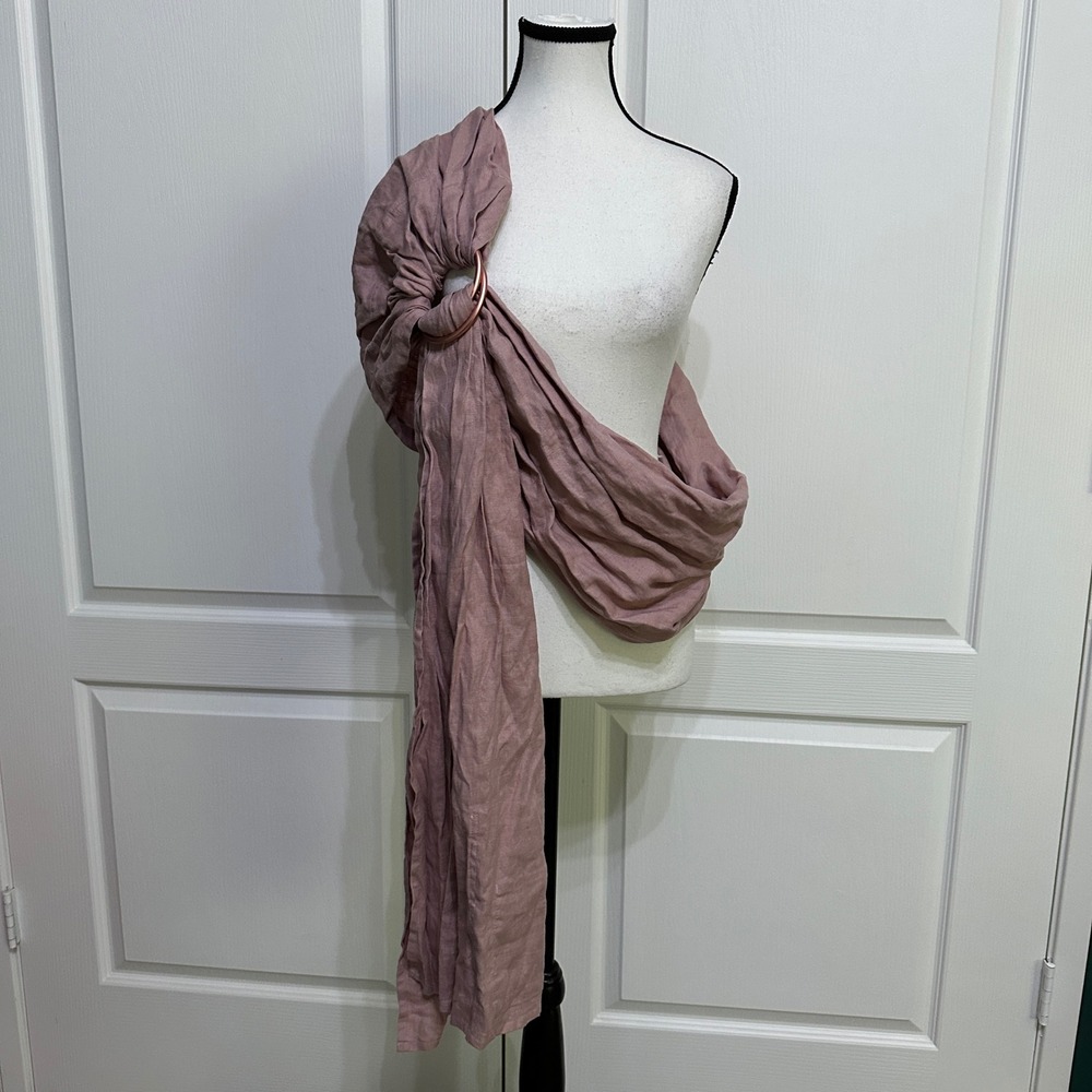 Kyte Baby Ring Sling Carrier OS Mauve Pink Linen Boho Rose Gold Rings KT1901